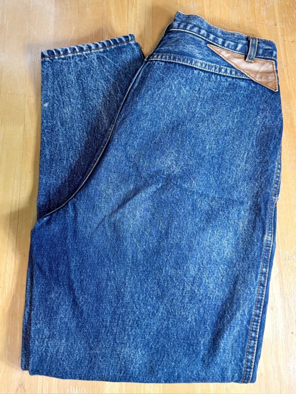 VINTAGE Rio Stephen Mardon Jeans 11 ACTUAL Leather Detail Taper Double Button - Picture 11 of 11